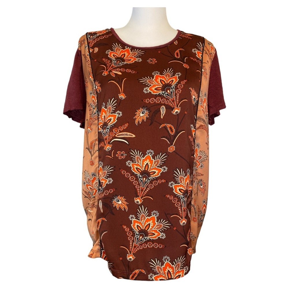 Scotch‎ & Soda Linen/Polyester Floral Print Top Loose Fit Short Sleeve Size L